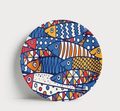 Prato Decorativo Peixes Geométricos Portugueses