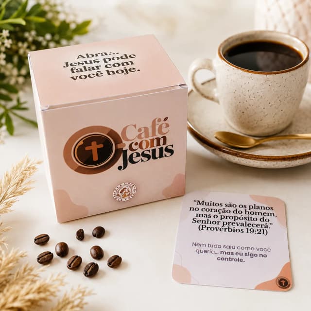 Café com Jesus  | 105 Mensagens Bíblicas | Caixinha Devocional Cristã | Presente Evangélico | Versículos Inspiradores