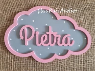 PORTA DE MATERNIDADE NUVEM COM NOME
