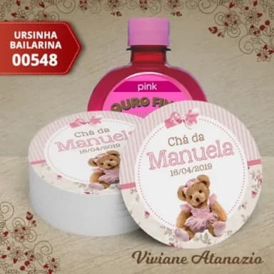 Adesivo Água Ouro Fino Ursinha Bailarina - 00548
