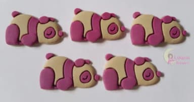 Aplique Mini Panda Roxo Deitado de borracha -pct c/10 uni
