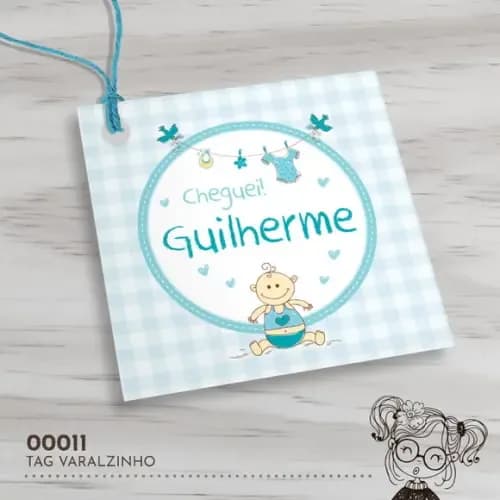 Tag Quadrada Varalzinho Azul - 00011