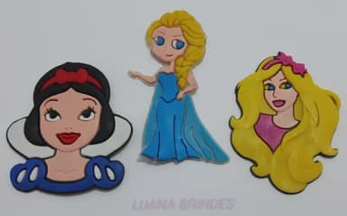 Aplique Princesas de borracha -pct c/6 unid