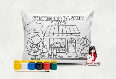 Almofada com Tinta para Colorir Confeitaria