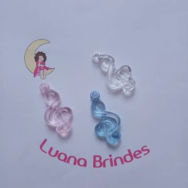 Nota Musical Pingente Colorido Acrilico 3,5cm Pct 30 Unidade