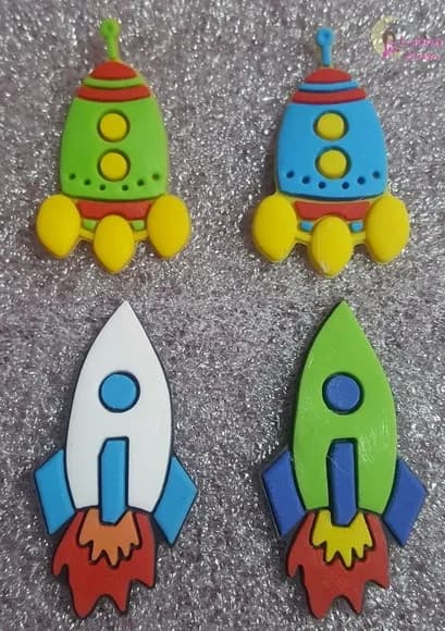 Apliques Foguetes Coloridos de borracha - pct c/8 unidades