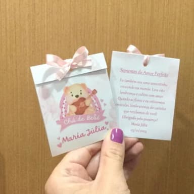 Lembrança Chá de Bebê Sachê Sementinha Ursinha