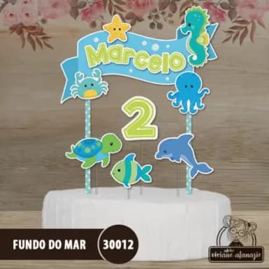 Topo de Bolo Fundo do Mar - 30013