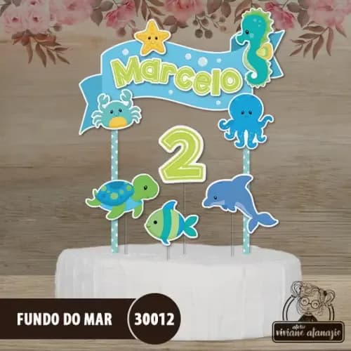 Topo de Bolo Fundo do Mar - 30013