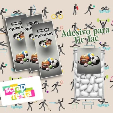 Adesivo Personalizado Retangular para Tic Tac Festa Esporte
