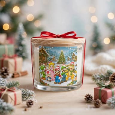 Vela Aromática no Copo Personalizada Natal Super Mario - Trabalhamos com outros temas - Informar  tema no chat