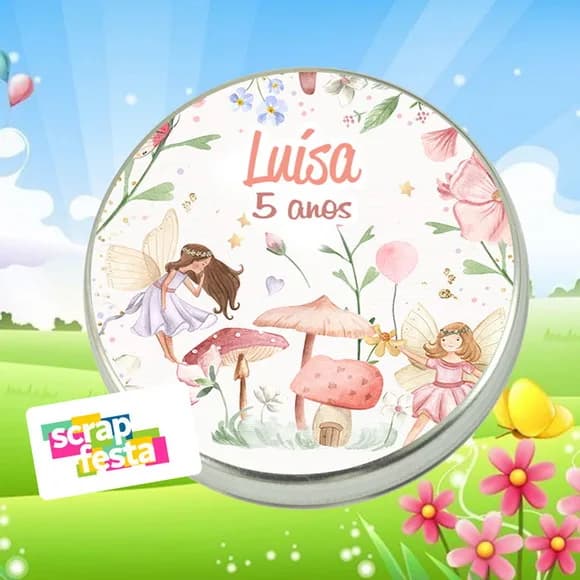 Latinha Personalizada Jardim das Fadas Aquarela