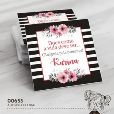 Adesivo Quadrado Floral - 00653