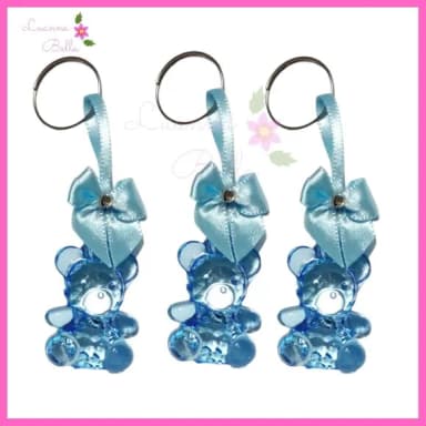 Chaveiro Mini Ursinho de acrílico c/lacinho -Pct c/5 unids