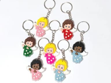 Chaveiro Anjinho 4,5cm Emborrachado Pacote com 7 Unidades