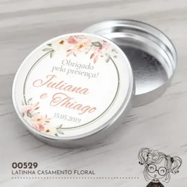 Latinha Adesivada Casamento Floral - 00529