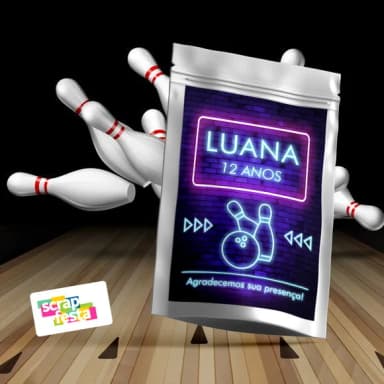 Saquinho Metalizado 14x20 Personalizado Festa Boliche Neon