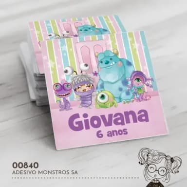 Adesivo Quadrado Monstros Sa - 00840