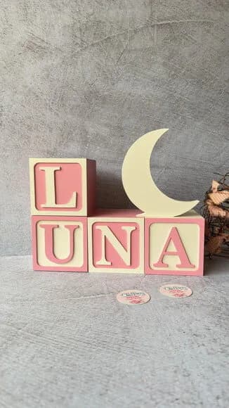 Lua de Mesa + Cubos de mdf -decoração Bebê