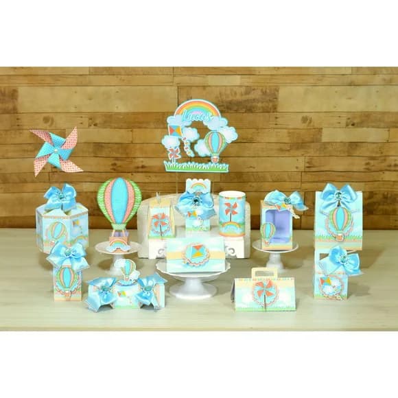 Kit 30 Lembrancinhas Brinquedos ( Pipa, Catavento e Balão)