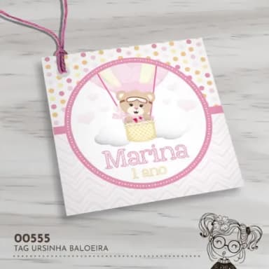 Tag Quadrada Ursinha Baloeira - 00555