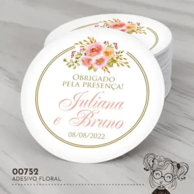 Adesivo Redondo Floral - 00752