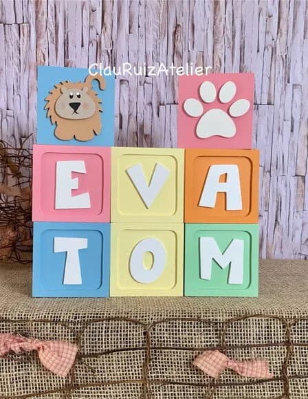 Decoração Bebê - Cubos 8x8cm Ts Safari - Chá Revelação