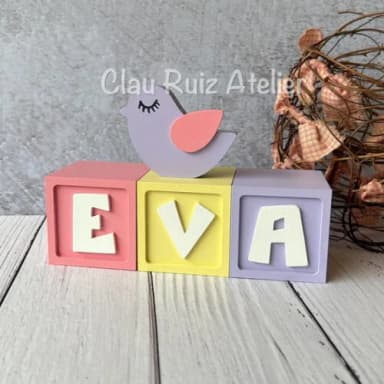 Passarinho + Cubos 6x6cm Candy Ts`decoração Bebê