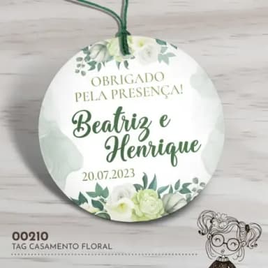 Tag Redonda Casamento Floral - 00210