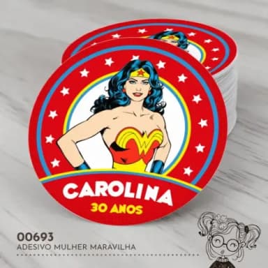 Adesivo Redondo Mulher Maravilha - 00693