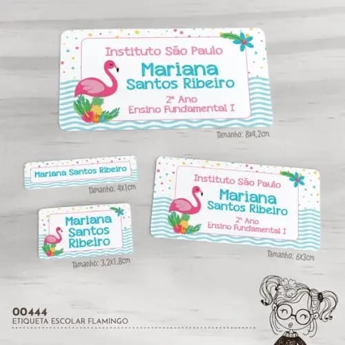 Etiqueta Escolar Flamingo - 00444