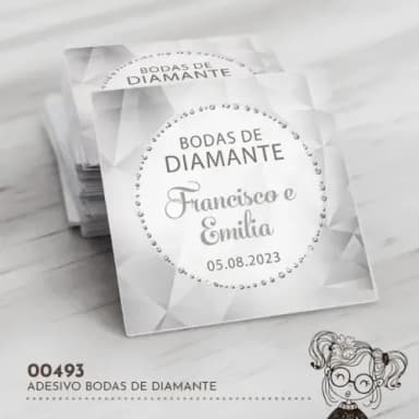 Adesivo Quadrado Bodas de Diamante - 00493