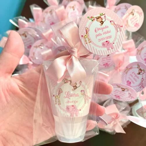 Álcool Gel 70% Safari Rosa Lembrancinha Maternidade