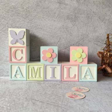 Tons Pastel Cubos 6x6cm Ts- Decoração Bebê