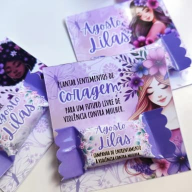 Card com Bala Agosto Lilás