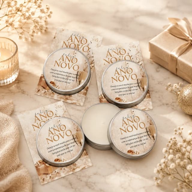 25 unidades de Vela Aromática na latinha Personalizada Ano Novo Reveillon - Trabalhamos com qualquer tema - Informar o tema no chat