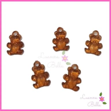 Pingente em Acrílico Mini Ursinho Marrom - Pct 40 Unidades