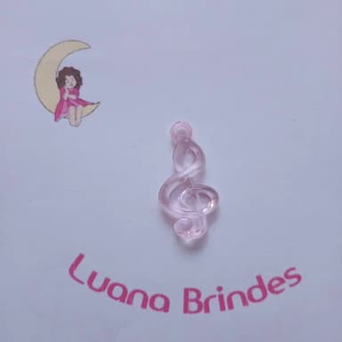 Nota Musical Pingente Rosa Acrilico 3,5cm Pct 30 Unidade
