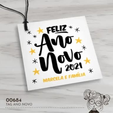 Tag Quadrada Feliz Ano Novo - 00684