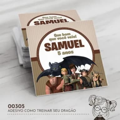Adesivo Quadrado Como Treinar Seu Dragão - 00305