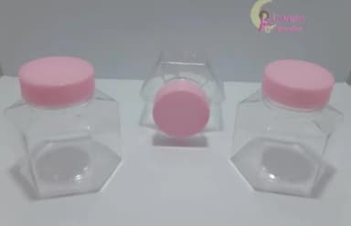 Baleiro Sextavado c/Tampa Rosa de plástico Pct 5 Unidades