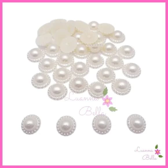 Aplique Meia Pérola Champagne c/Borda Decorada-Pct c/100unds