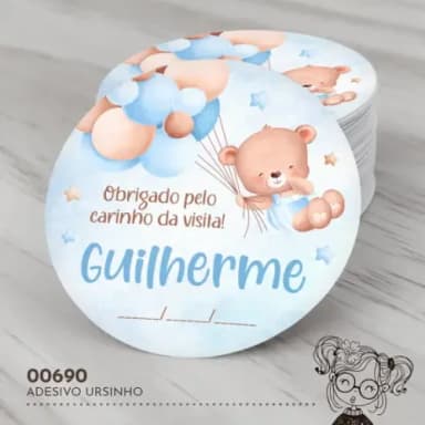 Adesivo Redondo Ursinho - 00690