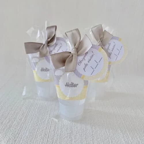 Álcool Gel 70% Lembrancinha Maternidade Chevron Cinza