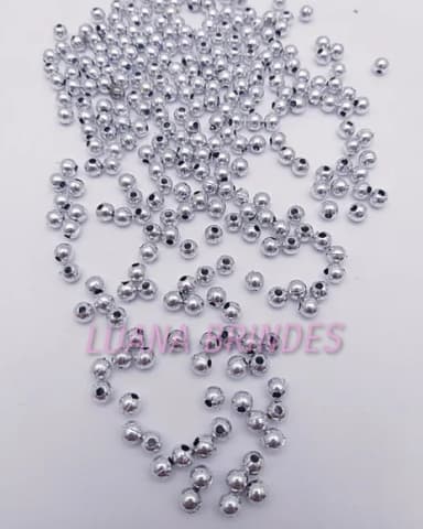 Bolinha de ABS Prateada -4mm- pct. c/15 gramas (+/-330 unid)