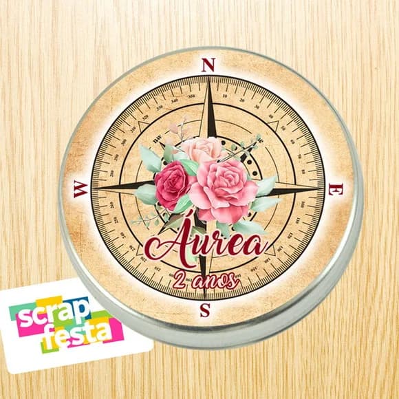 Latinhas Personalizadas Volta ao Mundo Bússola Floral