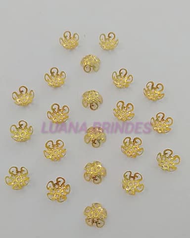 Terminal Tulipas em Metal Dourado - 8mm - pct c/ 50 unidades