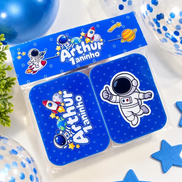 Jogo da Memória Astronauta Personalizado Para Lembrancinha de Festa Infantil Divertida