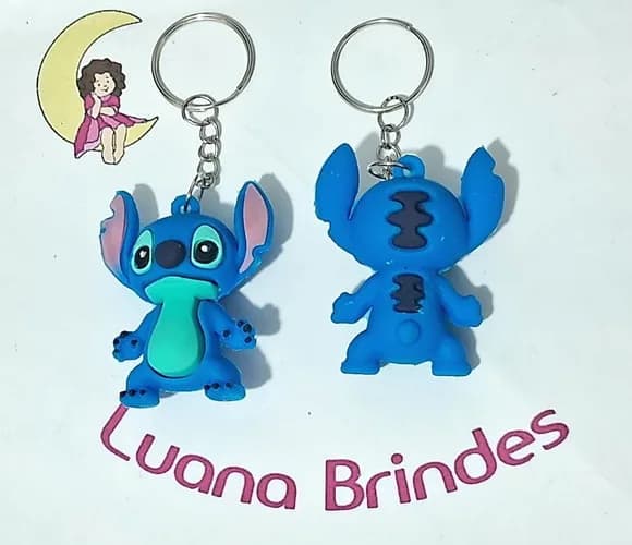 Chaveiro Stitch de Borracha Pacotes com 2 Unidades