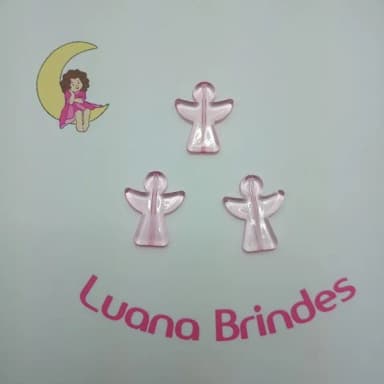 Anjo Rosa de Acrílico Furo passante 3,5cm Pct 18 Unidades